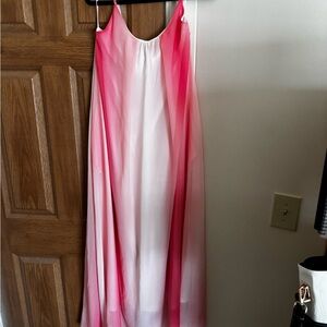 Pink and White Ombre Maxi Dress